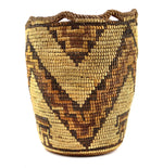 Klickitat Polychrome Basket with Zig-Zag Design and Fluted Rim c. 1900s, 13" x 10"