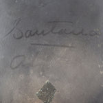 Santana (1909-2002) and Adam (1903-2000) Martinez - San Ildefonso Black on Black Gunmetal Plate with Avanyu Design c. 1960-70s, 10.75" diameter