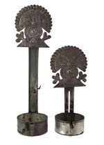 Spanish Colonial Tin Candlestick Holder Set, 11" x 2.75" x 4.25"