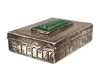 Mexican - Vintage Silver Lidded Box with Carved Malachite Inlay, 1.25" x 4.25" x 3.25"