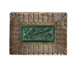 Mexican - Vintage Silver Lidded Box with Carved Malachite Inlay, 1.25" x 4.25" x 3.25"