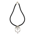 Miramontes - Silver New Mexico Cross with Naja and Onyx Beads, 26" length