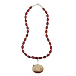 Miramontes - Jasper Stone with a Sapphire Gem and Venetian Beads Necklace, 24" length