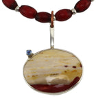 Miramontes - Jasper Stone with a Sapphire Gem and Venetian Beads Necklace, 24" length