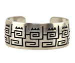 Harold Lomayaktewa - Hopi - Sterling Silver Overlay Bracelet with Pictorial Designs c. 1980-90s, size 6.75