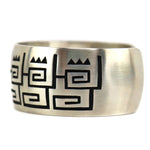 Harold Lomayaktewa - Hopi - Sterling Silver Overlay Bracelet with Pictorial Designs c. 1980-90s, size 6.75