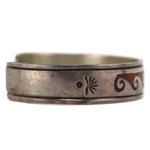 Navajo - Coral Chip Inlay and Silver Bracelet with Stamped Design c. 1970s, size 6.25