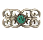 Navajo - Turquoise and Silver Sandcast Bracelet c. 1940-50s, size 6