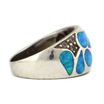 Non-Native - Opal Inlay and Silver Ring c. 1970-80s, size 8.25