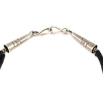 Wayne Aguilar (b. 1966) - Santo Domingo (Kewa) - 2-Strand Pilot Mountain Turquoise, Jet, and Silver Beaded Necklace c. 1980-90s, 22" length