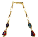 Charles Loloma (1921-1991) - Hopi - 25-Strand Pearl and 18K Gold Beaded Necklace with Multi-Stone Inlay c. 1970s, 26" length