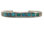 Zuni - Turquoise Channel Inlay and Silver Bracelet c. 1940-50s, size 6