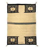 Navajo Double Saddle Blanket with Valero Stars c. 1950s, 52.5" x 37"