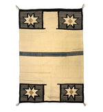 Navajo Double Saddle Blanket with Valero Stars c. 1950s, 52.5" x 37"