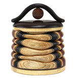 Terry Evans - Bog Oak with Bead Wood Lidded Box with Handle, 5.5" x 4.6" x 3.3"