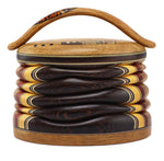 Terry Evans - Oak with Handle & Inlay Wood Lidded Box, 5.9" x 6.6" x 3.3"