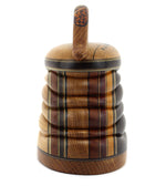 Terry Evans - Oak with Handle & Inlay Wood Lidded Box, 5.9" x 6.6" x 3.3"