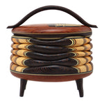 Terry Evans - Bubinga with Handle, Inlay, and Legs Wood Lidded Box, 8" x 8" x 4"