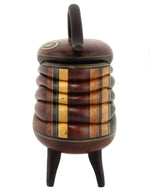 Terry Evans - Bubinga with Handle, Inlay, and Legs Wood Lidded Box, 8" x 8" x 4"