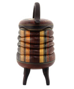 Terry Evans - Bubinga with Handle, Inlay, and Legs Wood Lidded Box, 8" x 8" x 4"