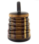 Terry Evans - Black Palm with Bead Wood Lidded Box with Handle, 5.25" x 7.1" x 3.5"