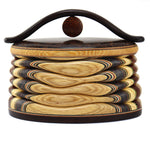 Terry Evans - Black Palm with Bead Wood Lidded Box with Handle, 5.25" x 7.1" x 3.5"