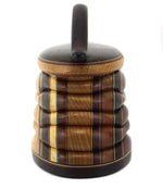 Terry Evans - Black Palm with Bead Wood Lidded Box with Handle, 5.25" x 7.1" x 3.5"
