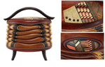 Terry Evans - Bloodwood Lidded Box with Handle, Legs, and Inlay, 6.7" x 6.5" x 4"