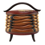 Terry Evans - Bloodwood Lidded Box with Handle, Legs, and Inlay, 6.7" x 6.5" x 4"