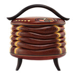 Terry Evans - Bloodwood Lidded Box with Handle, Legs, and Inlay, 6.7" x 6.5" x 4"