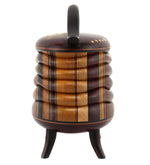 Terry Evans - Bloodwood Lidded Box with Handle, Legs, and Inlay, 6.7" x 6.5" x 4"