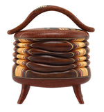 Terry Evans - Andira with Inlay and Legs Wood Lidded Box, 7.4" x 6.5" x 3.6"