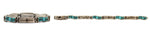 Fernando Benally - Navajo - Turquoise and Jet Inlay and Silver Link Bracelet c. 1990s, 7" length