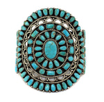 Larry Moses Begay - Navajo - Turquoise Petit Point Cluster and Sterling Silver Bracelet c. 1980-90s, size 6.25