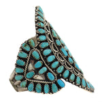 Larry Moses Begay - Navajo - Turquoise Petit Point Cluster and Sterling Silver Bracelet c. 1980-90s, size 6.25