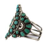 Zuni - Turquoise Cluster and Silver Bracelet c. 1950s, size 7