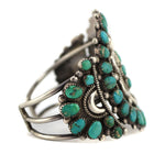 Zuni - Turquoise Cluster and Silver Bracelet c. 1950s, size 7