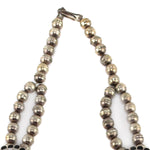 Zuni - Multi-Stone Channel Inlay and Silver Squash Blossom-Style Necklace, Bracelet, Ring, and Clip-On Earrings Set c. 1950-60s