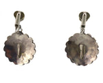 Zuni - Multi-Stone Channel Inlay and Silver Squash Blossom-Style Necklace, Bracelet, Ring, and Clip-On Earrings Set c. 1950-60s