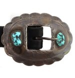 Richard "Shatka" Spencer (1890-1980) - Anglo - Turquoise and Sterling Silver Leather Concho Belt c. 1950s, 31.75" - 32.25" size waist