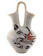 Helen Naha "Feather Woman" (1922-1993) - Hopi Polychrome Wedding Vase c. 1970s, 9.75" x 5.375"