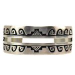 Alde Qumyintewa (1950-2004) - Hopi - Sterling Silver Overlay Bracelet with Snow Cloud Pictorials c. 1970-80s, size 7