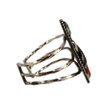Navajo - Multi-Stone and Silver Bracelet with Feather Design c. 1950-60s, size 6