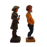 Pair of Wood Carved Figurines - (1.) Dee Flagg (1922-1999) - "Annie Oakley" with (Unsigned) Standing Man