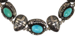 Ralph Tawangyaouma (1894-1972) - Hopi - Turquoise and Sterling Silver Overlay Necklace with Pictorial Design c. 1940-50s, 18.5" length