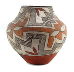 Acoma Four-Color Jar with Fine Line Design c. 1890-1900s, 12" x 13.5"