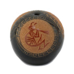 Mae Tapia (b. 1956) - Santa Clara Miniature Black and Sienna Sgraffito Pictorial Seed Jar c. 1980-90s, 1.5" x 1.5"
