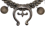 Navajo - Silver Squash Blossom-Style Necklace with Buffalo Nickels c. 1960s, 26" length