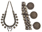 Navajo - Silver Squash Blossom-Style Necklace with Buffalo Nickels c. 1960s, 26" length