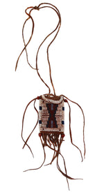 Plains Beaded Leather Pigment Pouch c. 1900-20s, 20" x 2.25"